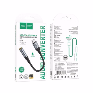 Adapter AUX USB C to Jack 3,5 mm Hoco 0,12 m LS36 black