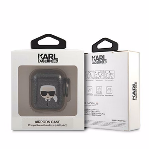 Karl Lagerfeld Glitter Karl's Head ümbris AirPods 1/2 jaoks - must