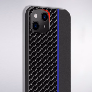 Tel Protect CARBON ümbris iPhone 12 Pro Max, must sinise triibuga