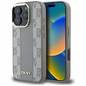 DKNY Checkered Pattern Magsafe iPhone 16 Pro Ümbris - Beige