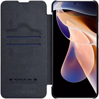 Nillkin Qin Case Case for Xiaomi Redmi Note 11 Pro+ (Hiina) / Redmi Note 11 Pro (Hiina) / Mi11i HyperCharge Camera Protector Holster Cover Flip Case Black