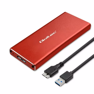 Qoltec 51831 korpus | M.2 SSD | SATA | NGFF | USB 3.0 | Super speed 5Gb/s | 2TB | punane