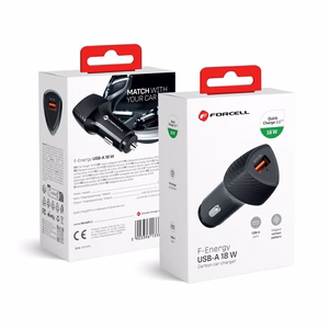Car laadija Forcell F-Energy Carbon USB A QC3.0 3A 18W CC50-1A must
