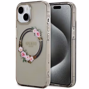 Guess IML Flowers Wreath MagSafe ümbris jaoks iPhone 15 / 14 / 13 - must