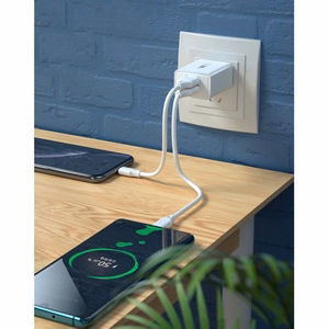 Laadija WK Design WP-U56 valge (pordid: 2xUSB) + Type-C 100cm kaabel