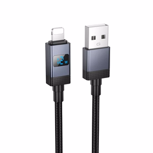 Cable USB A to Lightning Hoco 2,4A with display 1 m X118 black