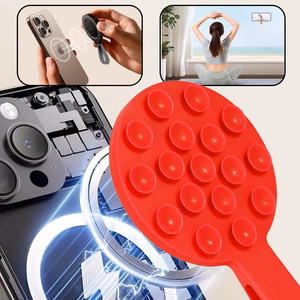 Silicone suction phone hoidja magnetic with ring MSH9 punane