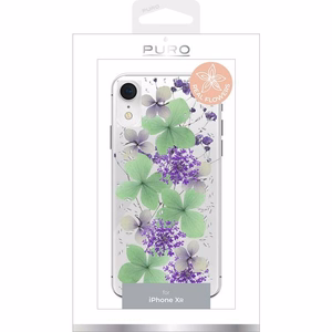 Puro Glam Hippie Chic ümbris seadmele iPhone XR, ehtsate roheliste õielehtedega