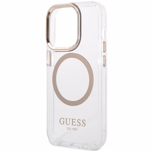 Guess Metal Outline MagSafe ümbris jaoks iPhone 15 Pro - kuldne