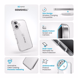Läbipaistev Speck GemShell ümbris iPhone 16-le