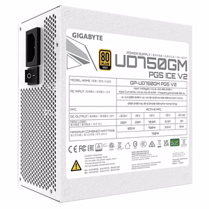 GIGABYTE UD750GM PG5 V2 ICE Power Supply Unit- PCIe Gen 5.1, 80 PLUS kuldne, Fully Modular Design, 120mm Fan, ATX 3.1 compatible, EU Plug