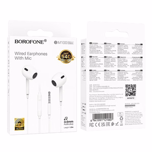 Borofone Earphones BM100 Max Fuente with microphone white