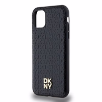 DKNY Leather Monogram Pattern Metal Logo MagSafe Ümbris jaoks iPhone 11 / Xr - Must