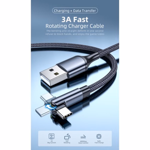 USB kaabel Essager Universal (180 nurk) punane Type-C 200cm (kuni 3A)