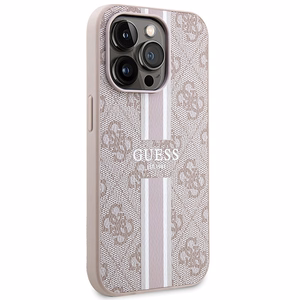 Guess 4G Printed Stripes MagSafe ümbris jaoks iPhone 15 Pro - roosa