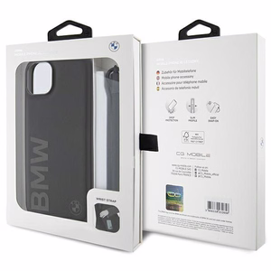 BMW Signature Leather Wordmark Cord ümbris jaoks iPhone 15 Plus / 14 Plus - must