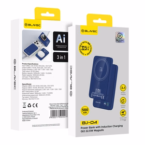 Blavec Power Bank 5000mAh BJ-04 Ultra Slim 7,8mm - Type C - 22,5W magnetic Magsafe 3 in 1 (PBBJ04-MC5N) navy glass