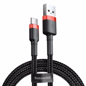 Baseus cable Cafule USB - USB-C 2,0 m 2A punane-must