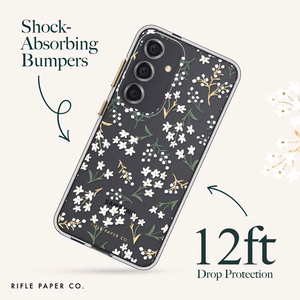 Rifle Paper Co. üliõhuke antimikroobne ümbris seadmele Samsung Galaxy S24+, Petite Fleurs mustriga