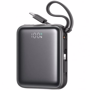 Akupank Joyroom JR-PBF27 must 10000mAh 22.5W PD / QC3.0 + integreeritud Type-C / Lightning kaabel