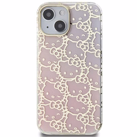 Hello Kitty IML Gradient Electrop Crowded Kitty Head ümbris jaoks iPhone 15 - roosa