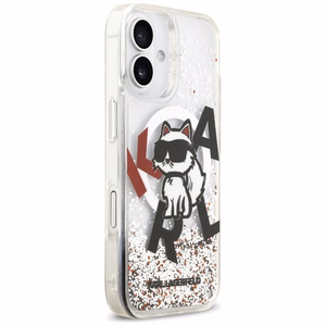 Karl Lagerfeld Liquid Glitter Choupette Logo MagSafe Ümbris jaoks iPhone 17 - Clear