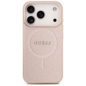 Guess Saffiano Classic Logo MagSafe Ümbris jaoks iPhone 17 Pro - Roosa