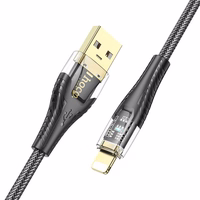 Kaabel USB A to Lightning Hoco 2,4A 1,2 m U121 must läbipaistev