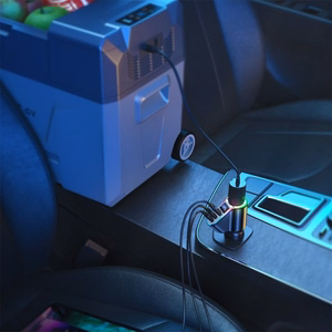 Autolaadija Joyroom „JR-CL21" must 150W (2xPD / 1xUSB / lisaport / LED)