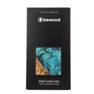 Wood and resin ümbris jaoks iPhone 15 Plus Bewood Unique Turquoise - turquoise and must