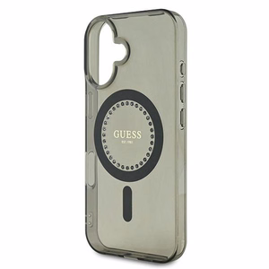 Guess IML Rhinestones MagSafe Чехол iPhone 16 Plus - чёрный