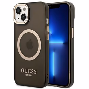 Guess GUHMP14MHTCMK iPhone 14 Plus 6.7" must/must hard ümbris kuldne Outline Translucent MagSafe