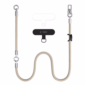 Tech-Protect C10S Crossbody Phone Lanyard (114 cm) + Wrist Strap (31 cm) - Beige Titanium