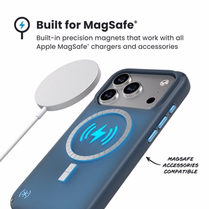 Speck Presidio Lux MagSafe ümbris seadmele iPhone 17 Pro, Deep Sea Fade / Black / Spell Blue värvitoonis