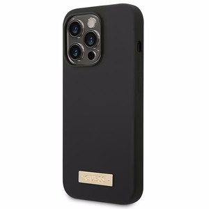 Guess GUHMP14XSBPLK iPhone 14 Pro Max 6.7" must/must hard ümbris Silicone Logo Plate MagSafe
