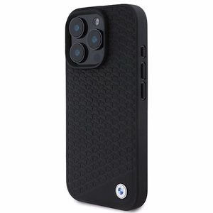 BMW Signature Leather Diamond Metal Logo MagSafe Ümbris jaoks iPhone 16 Pro Max - must