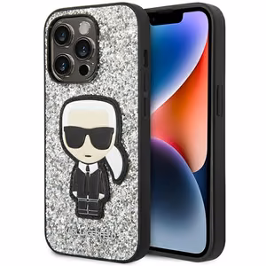Karl Lagerfeld KLHCP14LGFKPG iPhone 14 Pro 6.1 "hardcase hõbedane / hõbedane Glitter Flakes Ikonik