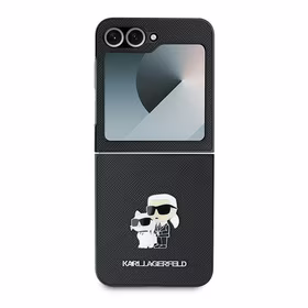 Karl Lagerfeld Saffiano Metal Pin Ümbris jaoks Samsung Galaxy Z Flip 6 - Must