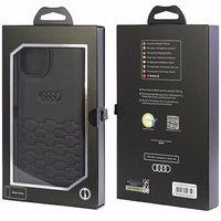 Audi GT Synthetic Leather ümbris jaoks iPhone 15 Plus - must