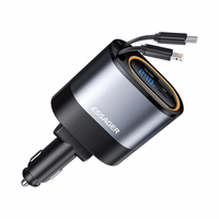 Autolaadija Essager "Smart" must 45W (integreeritud 2in1 kaabel)