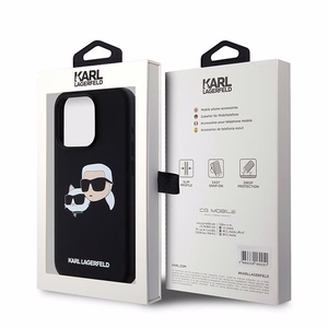 Силиконовый чехол Karl Lagerfeld Karl&Choupette MagSafe для iPhone 15 Pro Max - чёрный