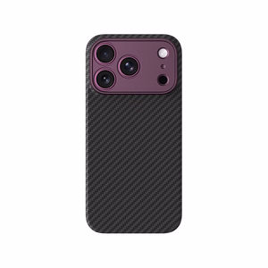 AmazingThing Titan Max Lens ümbris mudelile iPhone 18 Pro, aramiidkiust, kaamerakaitsega, ühildub MagSafe'iga – värv: lilla
