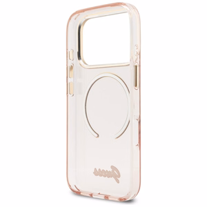 Guess IML Script Metal MagSafe Ümbris for iPhone 17 Pro - roosa