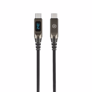 Blavec Kabel Lumix pleciony - Typ C na Typ C - PD 240W 5A LED display 1,2 metra Apple CarPlay/Android Auto (CLU-CC5BG12) czarno-szary
