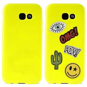 PURO Patch Mania ümbris seadmele Samsung Galaxy A3 (2017) koos 5 dekoratiivse embleemiga, kollane