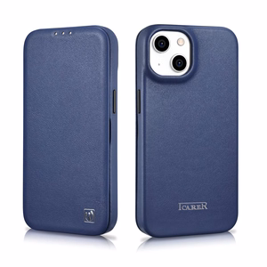 Чехол iCarer CE Premium Leather Folio для iPhone 14 Plus магнитный с откидной крышкой MagSafe синий