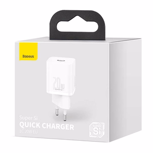 Baseus Super Si 20W USB-C laadija, valge (CCSUP-B02)
