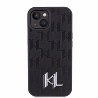 Karl Lagerfeld KLHCP15SPKLPKLK iPhone 15 / 14 / 13 6.1" must/must hardcase Leather Monogram Hot Stamp Metal Logo