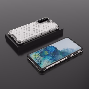 Samsung Galaxy S22 + (S22 Plus) läbipaistev Honeycomb korpus soomustatud kate koos geelraamiga Samsung Galaxy S22 + (S22 Plus) jaoks