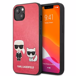 Karl Lagerfeld Ikonik Karl&Choupette iPhone 13 mini ümbris - fuksiatoonid